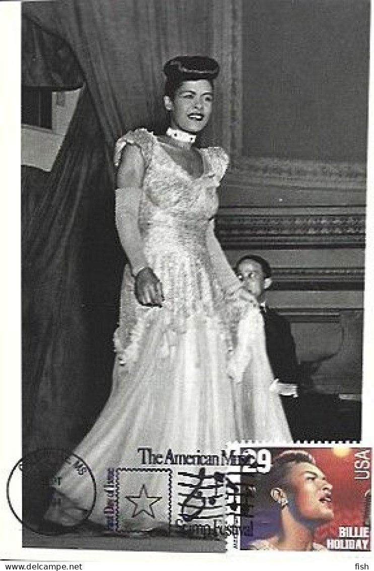 United States & Maximum Card, American Music Stamp Festival, Popular Singers, Billie Holiday, Greenville 1994 (64) - Maximumkaarten