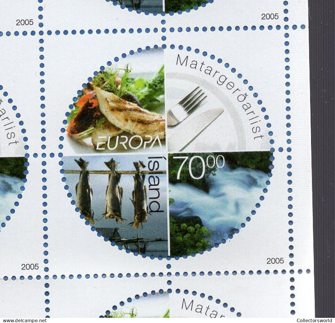 Iceland 2005 10v - 10 X 70Kr Gastronomy Food Fish MNH - Carnets