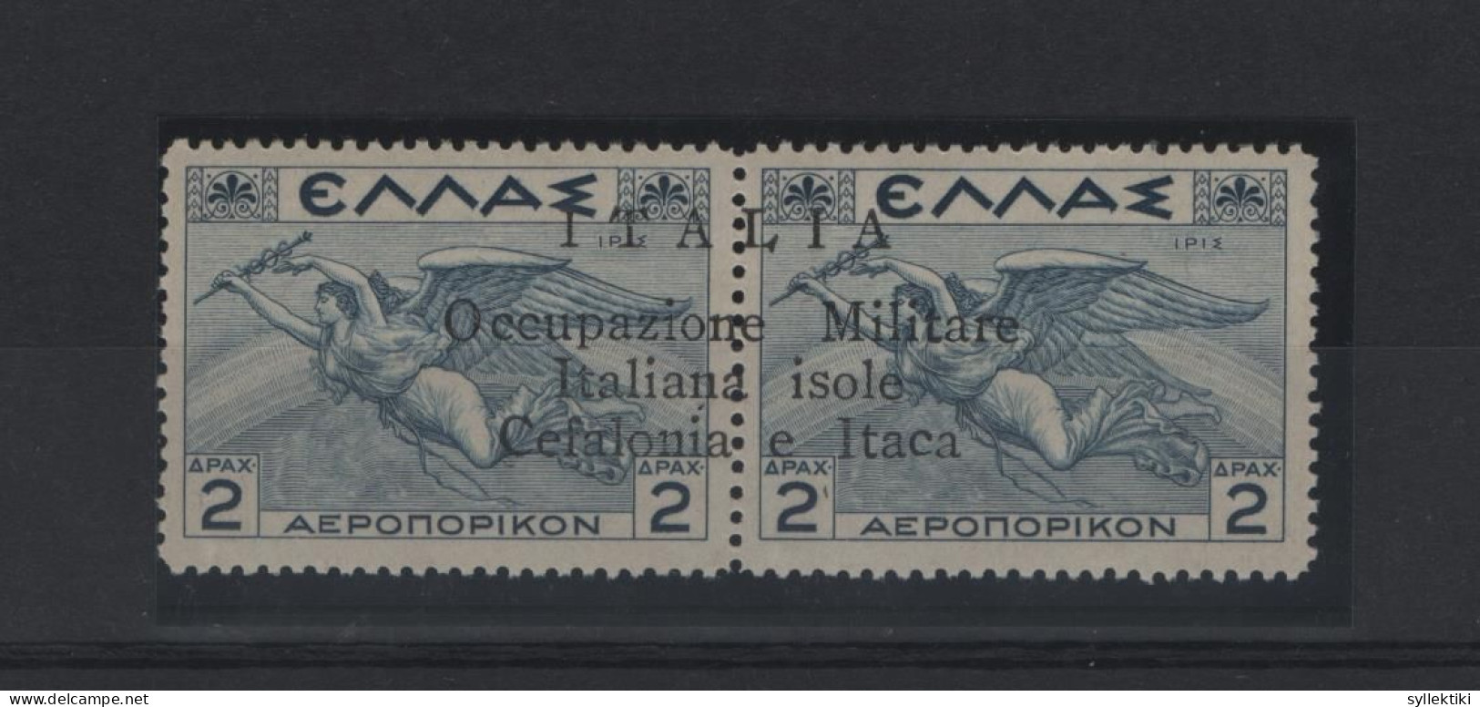 GREECE IONIAN ISLANDS 1941 2 DRACHMAS MNH STAMP IN PAIR MYTHOLOGICAL ISSUE OVERPRINTED  Occupazione Militare Italiana Is - Isole Ioniche