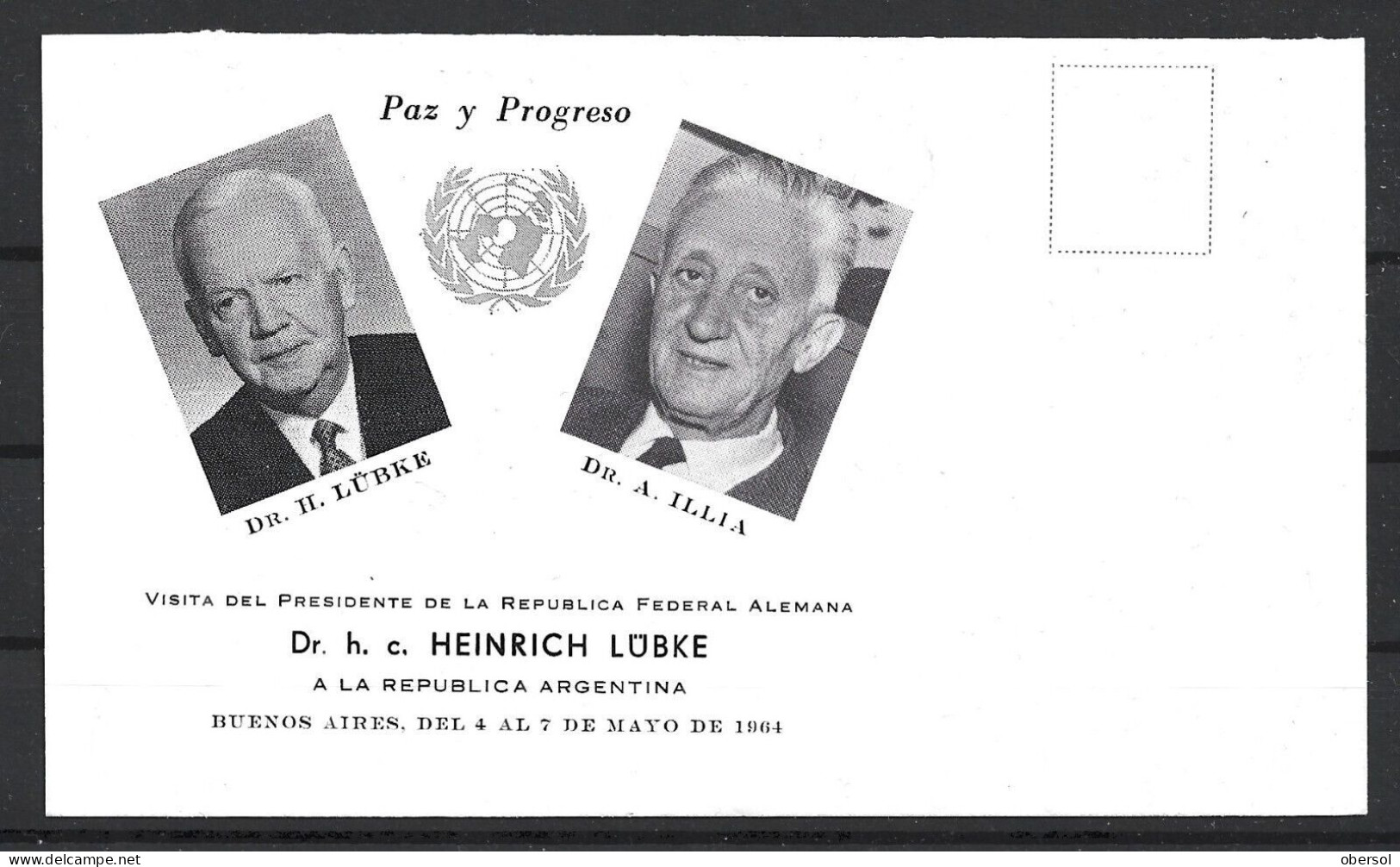 Argentina 1964 Rare Unused Card Visit H.Lübke German President To Argentina - Covers & Documents