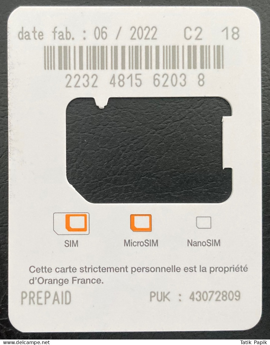 France Orange Telecom GSM  Nano SIM Card Used Logo 3G 4G 5G - Tunisia