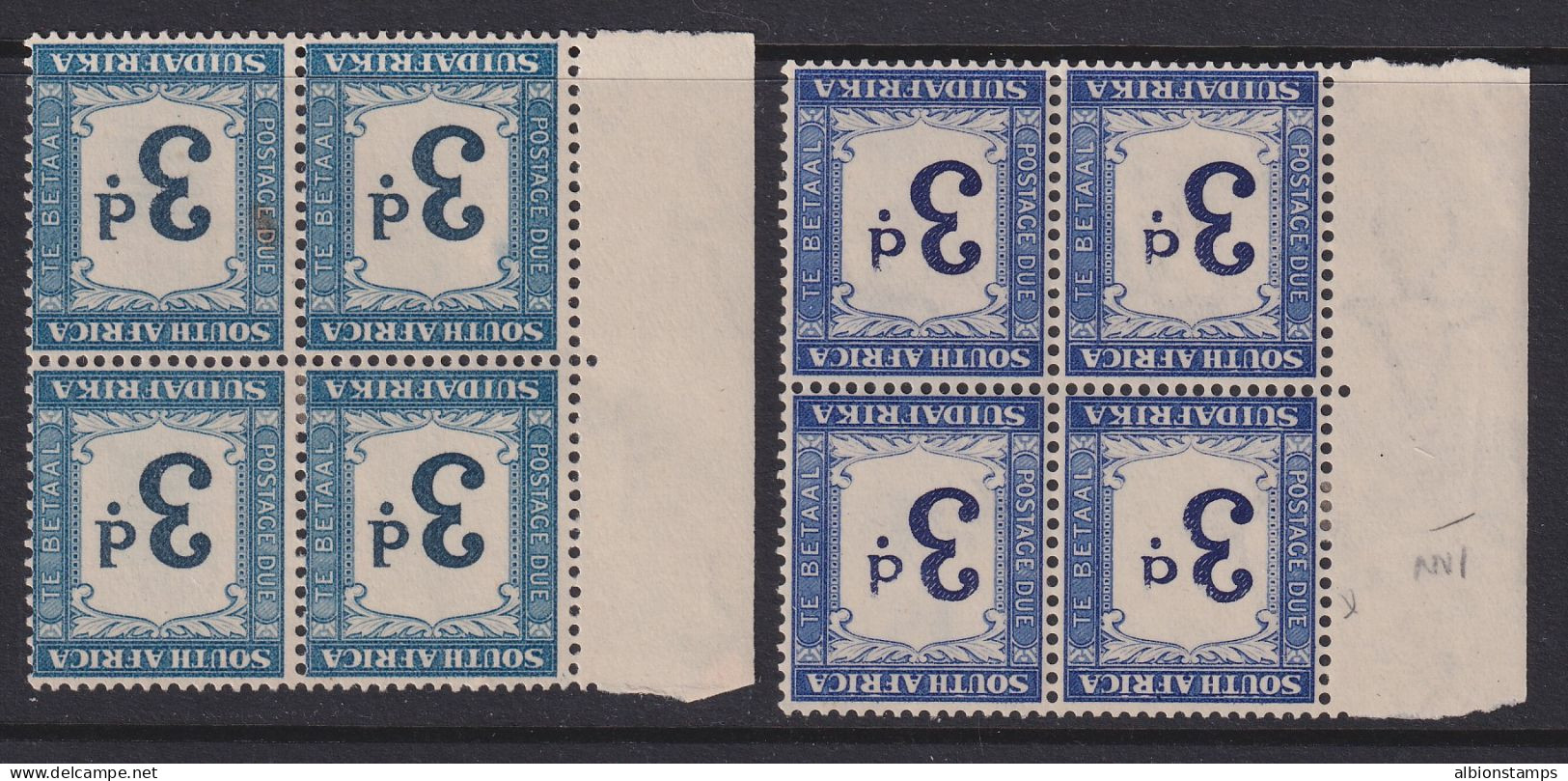 South Africa, Scott J26-J27 (SG D28-D28a), MHR (J26 1 Stamp Toned Spot) - Timbres-taxe