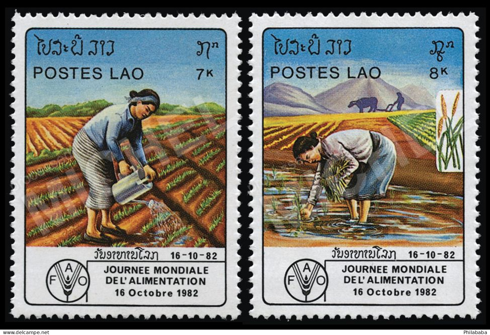 LAOS 1982 - YT 436-437 ; Mi# 579-580 ; Sc 411-412 MNH World Food Day - Laos