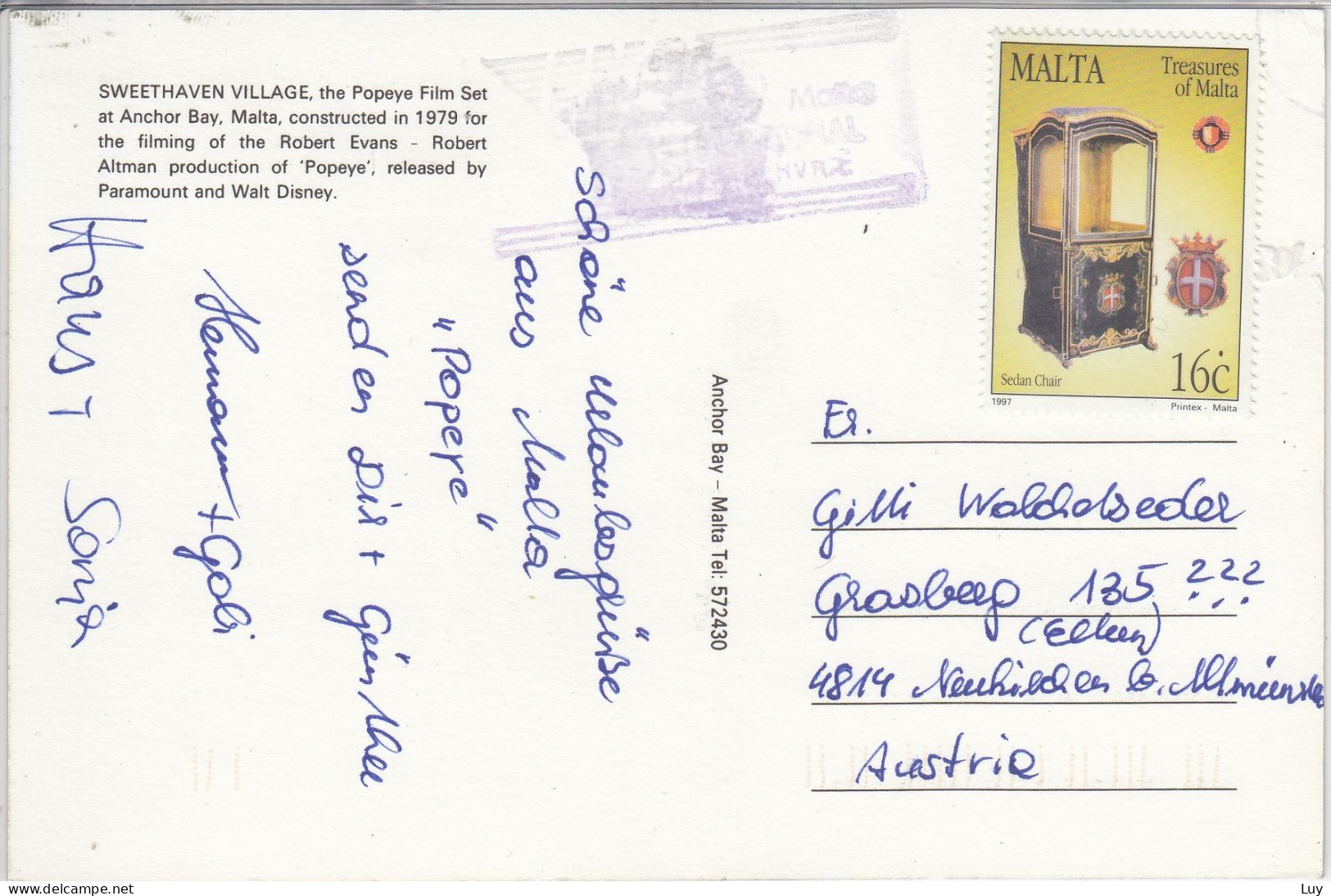 MALTA - SWEETHAVEN VILLAGE, POPEYE VILLAGE - At Anchor Bay,  Nice Stamp - Malte