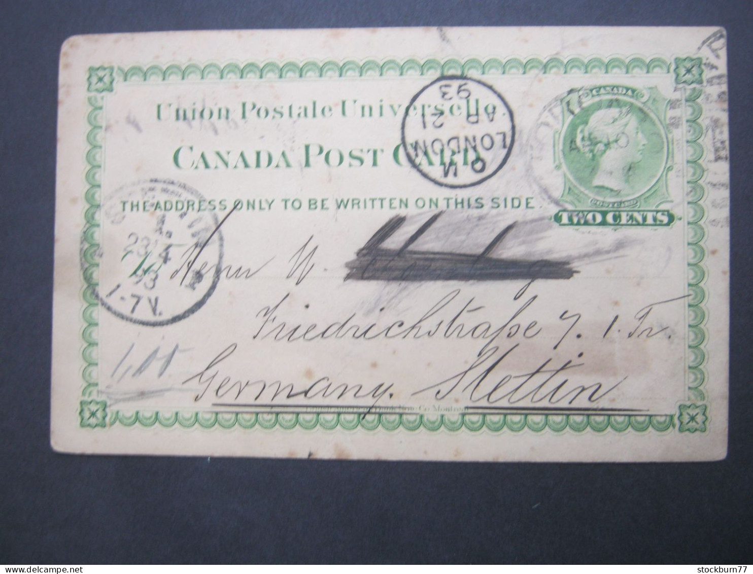 CANADA ,  2 Cent Ganzsache  Nach Deutschland Verschickt , Abs.: Dt. Konsulat In Toronto 1893 - Briefe U. Dokumente