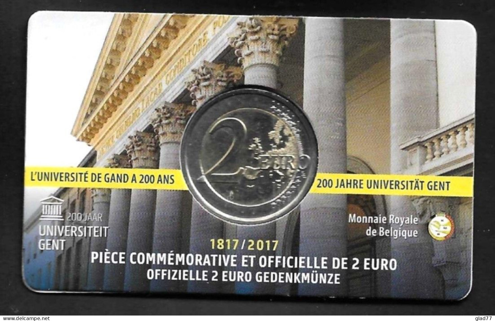 BELGIUM!  2 EURO Commemorative Coin Card 2017 (200 Years GHENT UNIVERSITY) BU ! - Otros & Sin Clasificación