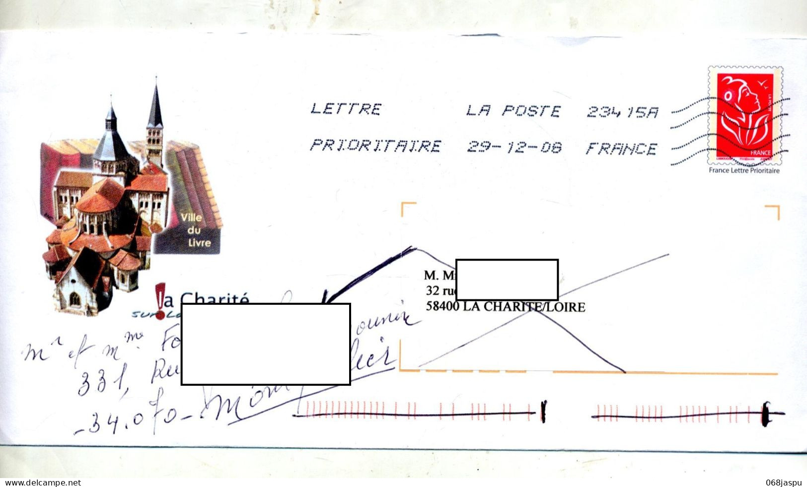 Pap Lamouche Flamme Chiffree Illustré La Charité  Sur Loire Cachet - PAP: Aufdrucke/Lamouche