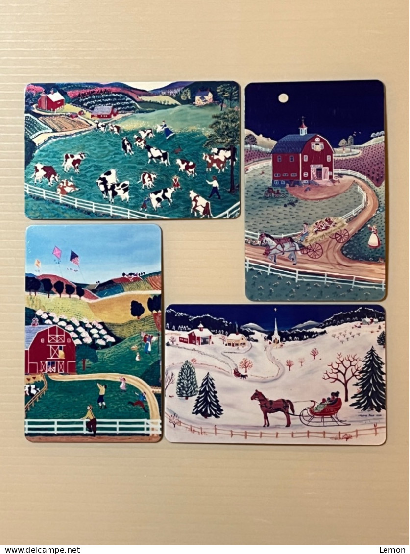 Mint USA UNITED STATES America Prepaid Telecard Phonecard, Four Seasons Series Christmas In Vermont, Set Of 4 Mint Cards - Collezioni