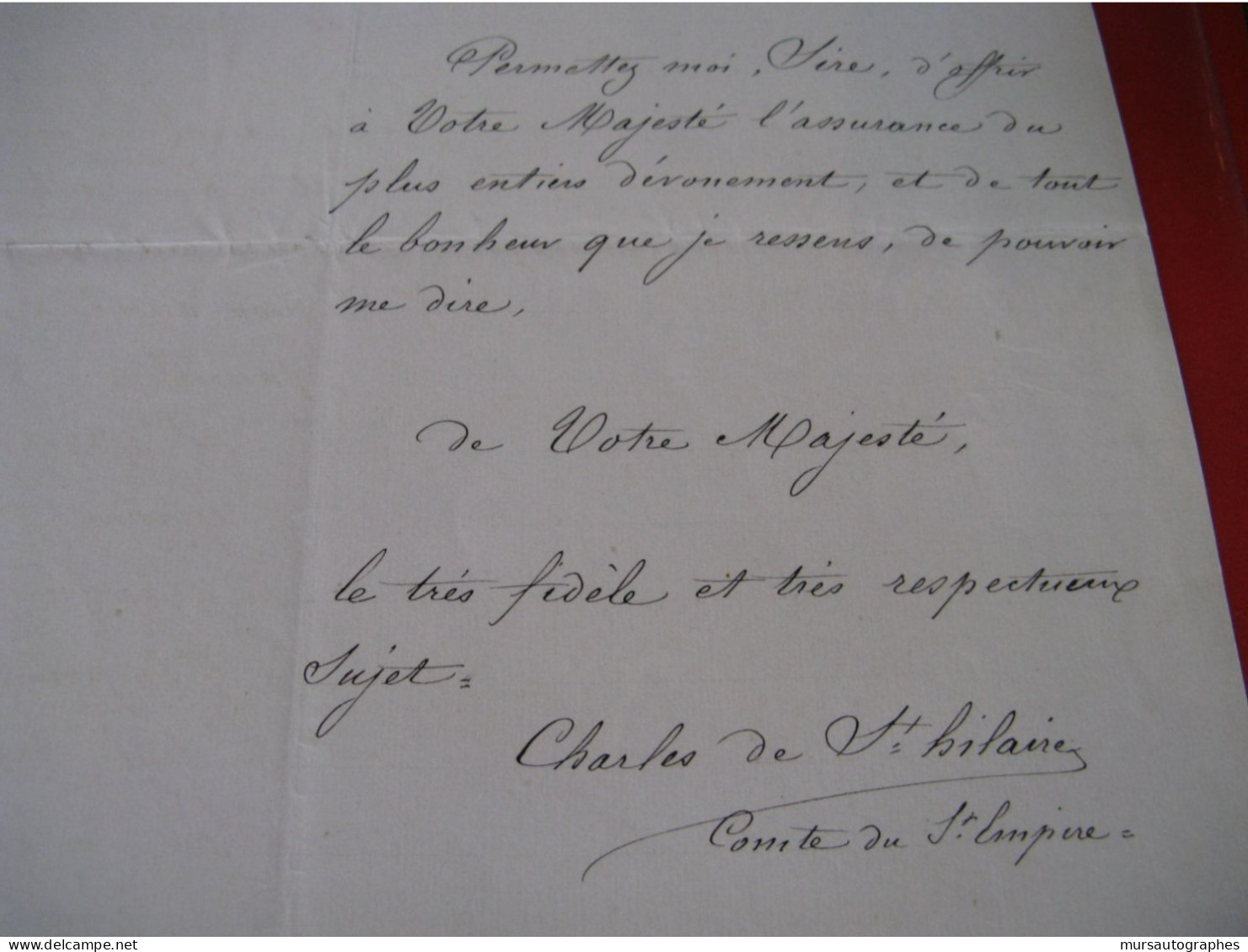 CH. DE SAINT-HILAIRE Autographe Signé 1867 AUTRICHE EMPEREUR à NAPOLEON III - Personaggi Storici