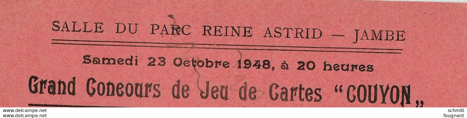 -JAMBE-1948-Grand Concours De "COUYON" Au Profit Des Vacances à La Merdes Enfants Jambois , 20 Frs - Altri & Non Classificati