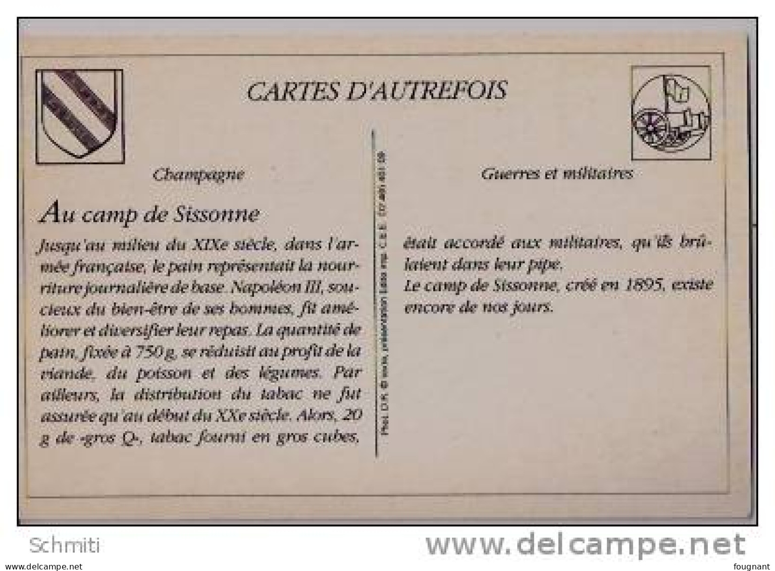 Repro C.P. Anciennes "cartes D'autrefois;distribution De Pain  Et Tab -Camp De Sissonne ,distribution De Pain  Et Tabac- - Otros & Sin Clasificación