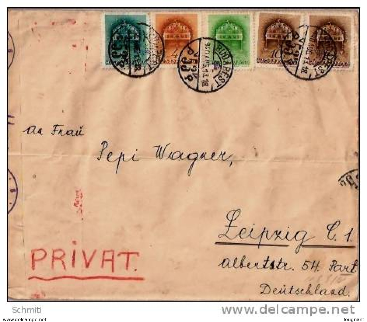 EnveloppeCENSUREE Timbres Hongrois, Vers Allemagne(Leipzig)-Cachet Budapest- - Militärpostmarken