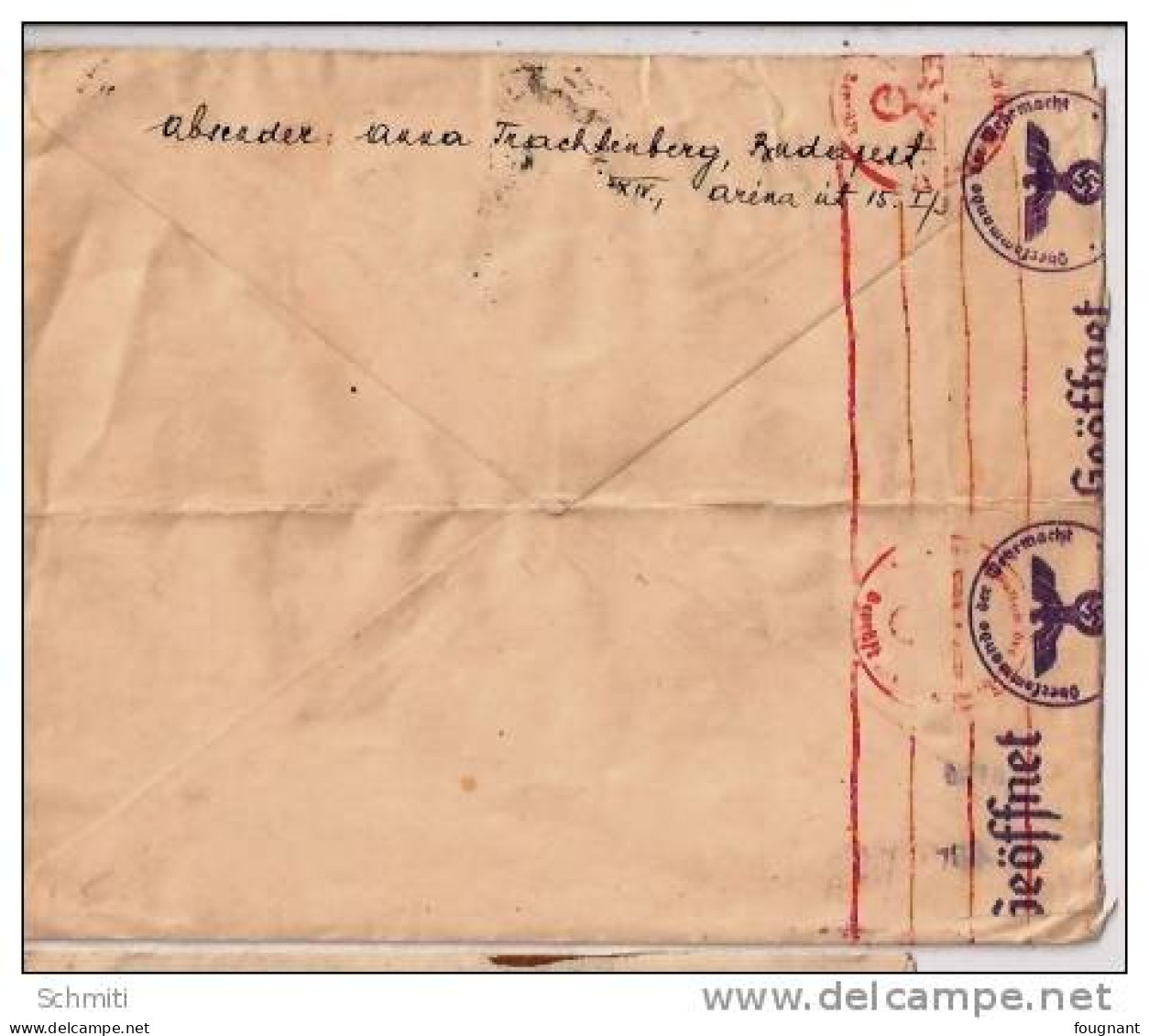 EnveloppeCENSUREE Timbres Hongrois, Vers Allemagne(Leipzig)-Cachet Budapest- - Franchigia Militare