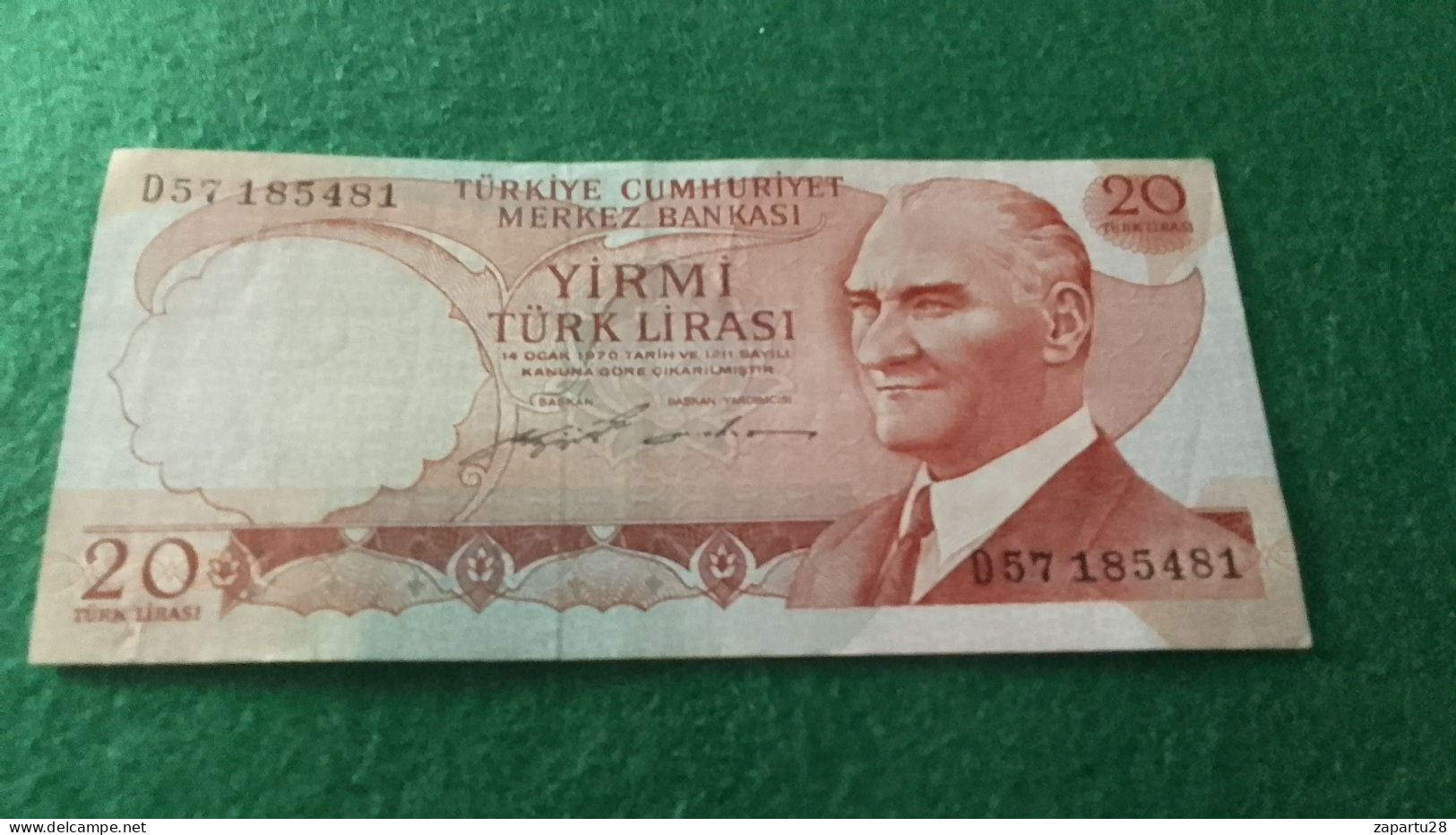 TÜRKİYE-6.EMİSYON -  SERİE  D57    20 TL.  UNC - Turquie