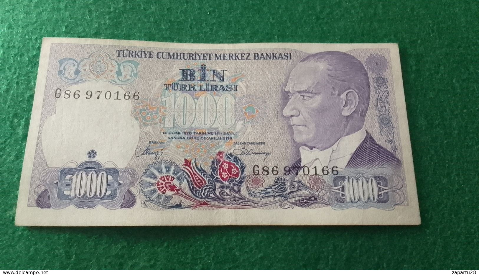 TÜRKİYE-7.EMİSYON -  SERİE  G86  1000 TL. - Turquie