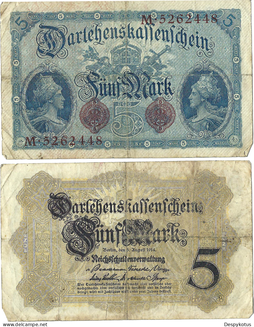 ALLEMAGNE - 5 Mark - 5 Aout 1914 - Darlehenskassenschein - P.047b  - 15-002 - 5 Mark