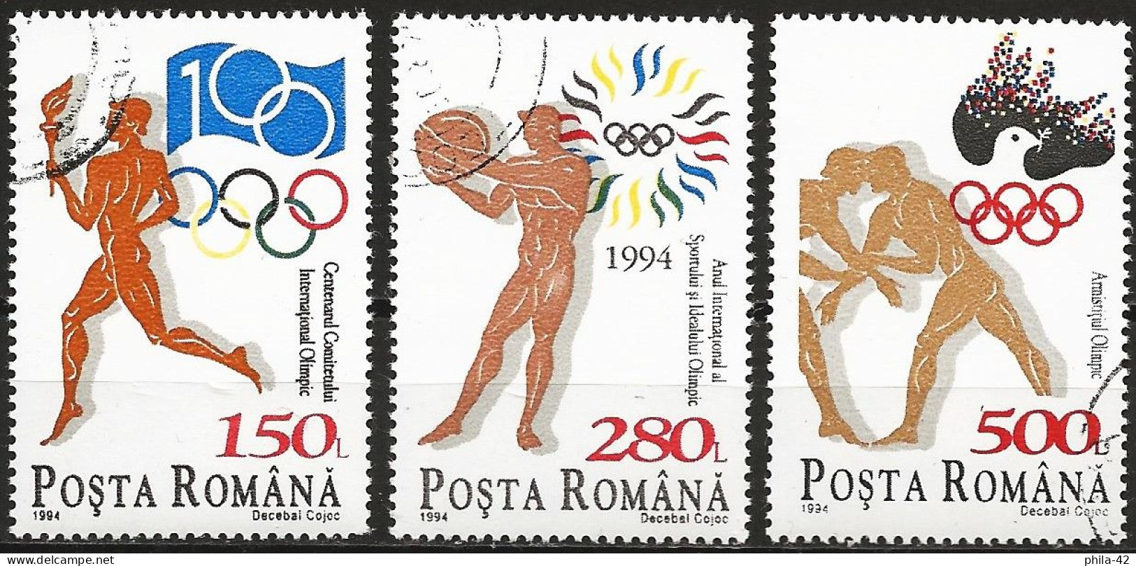 Romania 1994 - Mi 4999/5001 - YT 4175A /B & C ( Centenary Of Olympic Committee ) - Usado