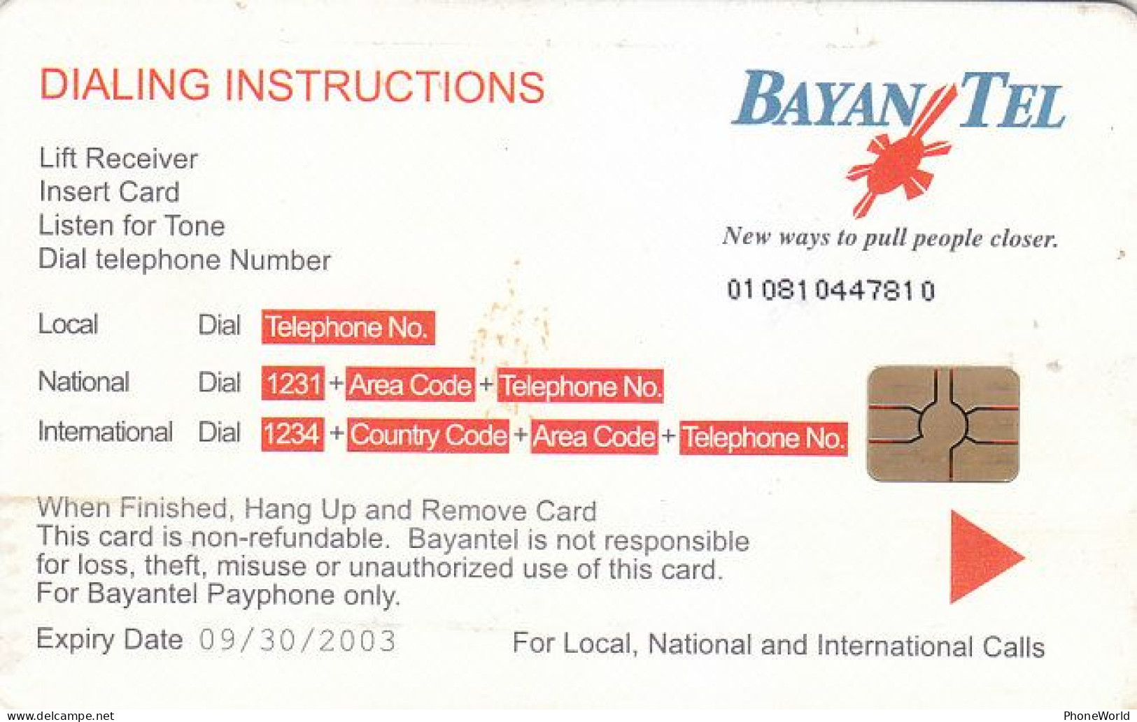 Philippines, Bayan(chip), Butterfly Exp 2003/30/09, Very Good Condition - Filipinas