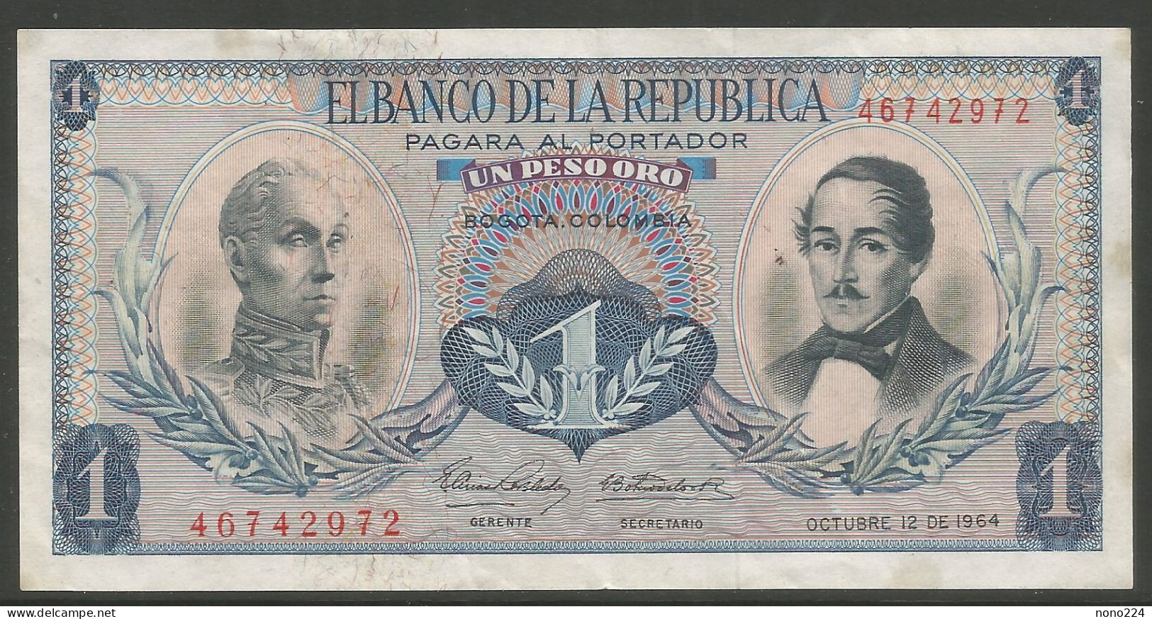 Billet De Colombie 1964 ( 1 Peso Oro Del Ano ) - Colombia