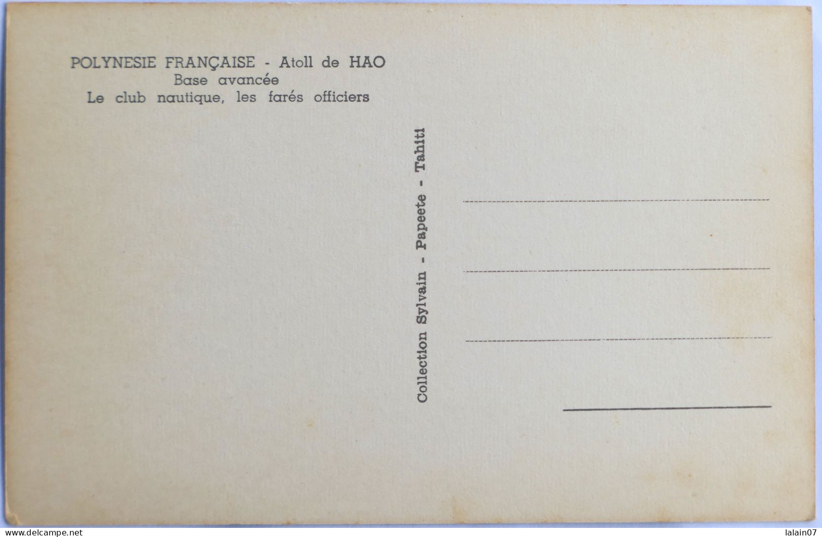 Carte Postale : Polynésie Française : Atoll De HAO Base Avancée, Le Club Nautique, Les Farés Officiers - Polynésie Française