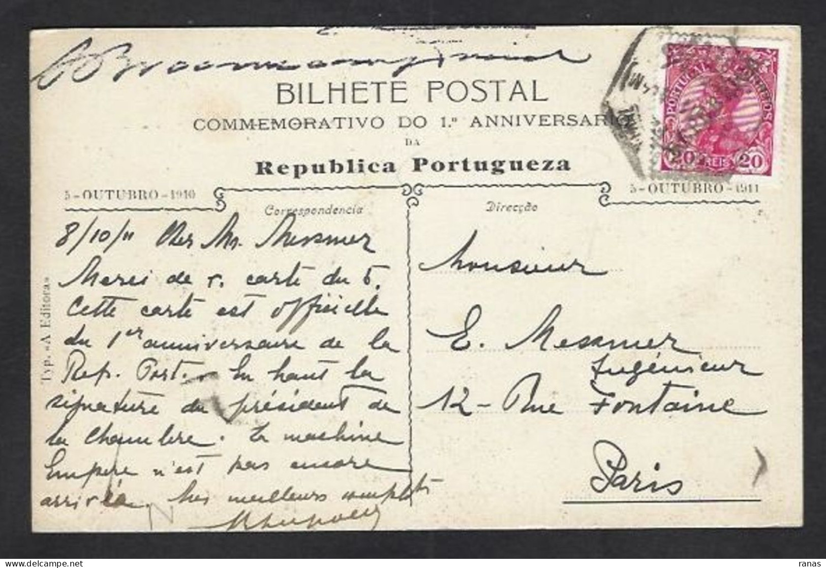 CPA Portugal Révolution 1910 Circulé - Andere & Zonder Classificatie