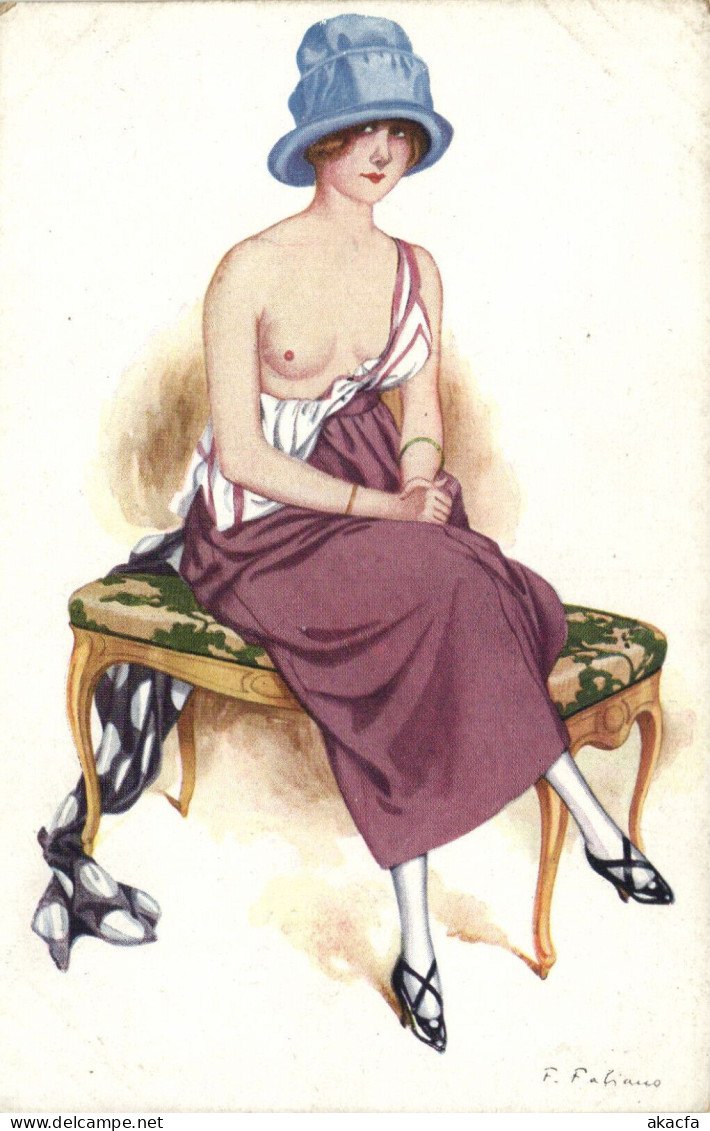 PC F. FABIANO, ARTIST SIGNED, GLAMOUR, RISQUE, Vintage Postcard (b49693) - Fabiano