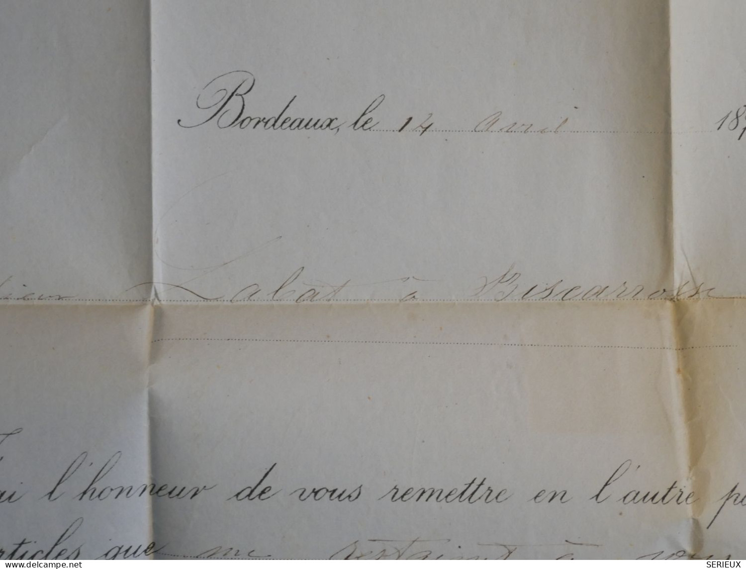 DD1 FRANCE BELLE  LETTRE RR  1871  BORDEAUX A BISCAROSSE  VIA PARENTIS +EMISSION DE BORDEAUX  N°46A  TB  ++ - 1870 Emission De Bordeaux