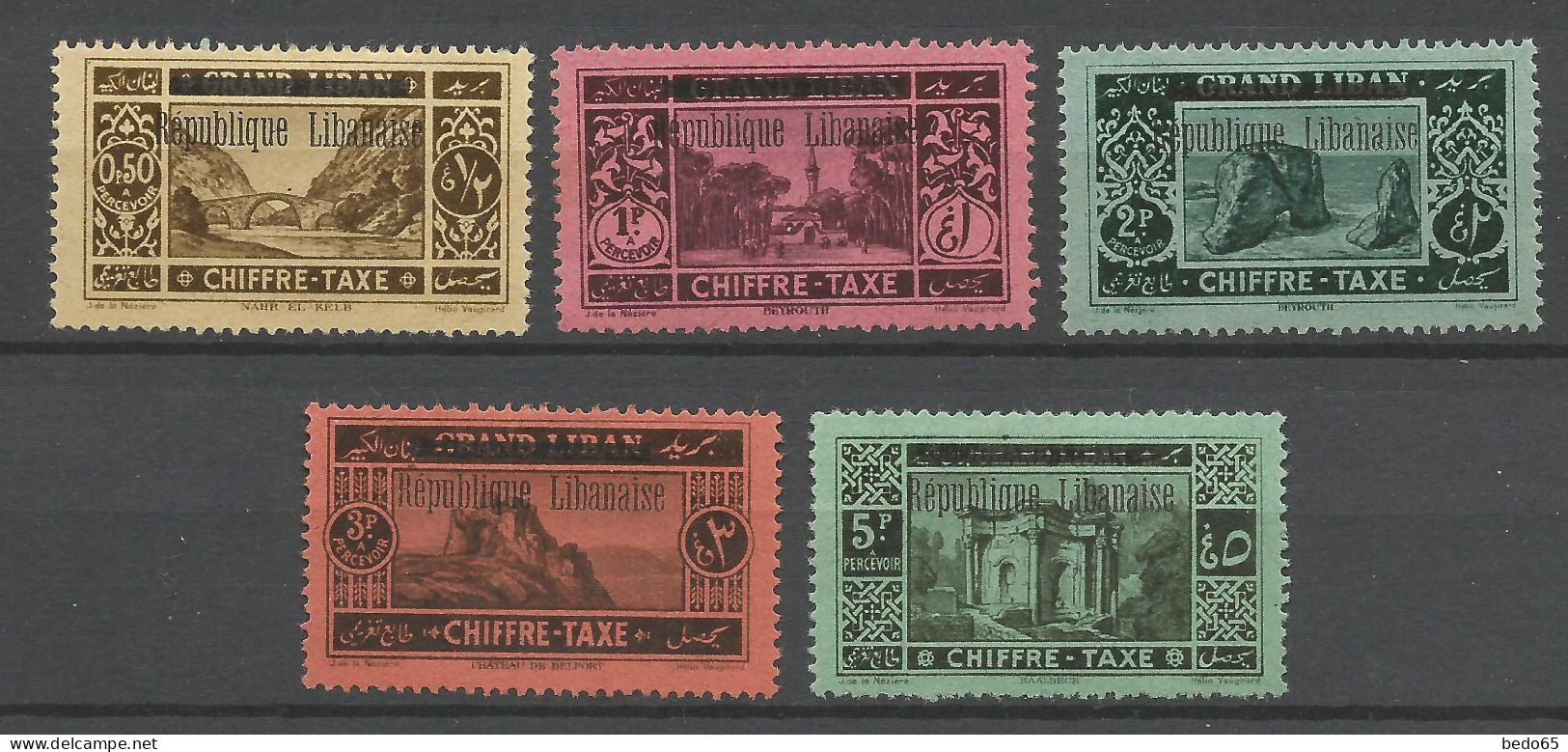 GRAND LIBAN TAXE Série Complète N° 16 à 20  NEUF*  CHARNIERE / Hinge  / MH - Timbres-taxe