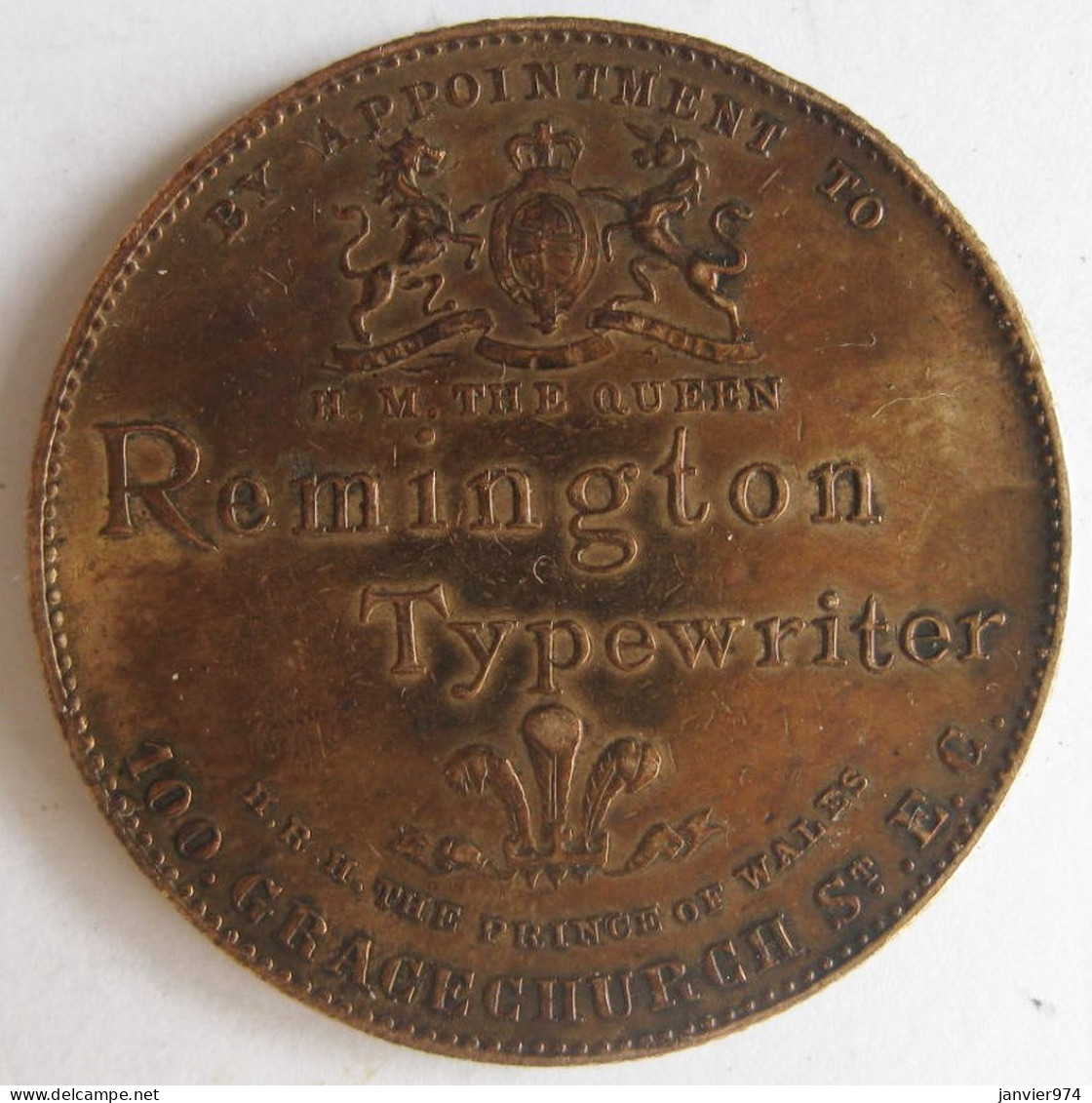 Token/ Jeton Remington Typewriter Four Generations Of The British Royal Family 1896 - Professionnels/De Société