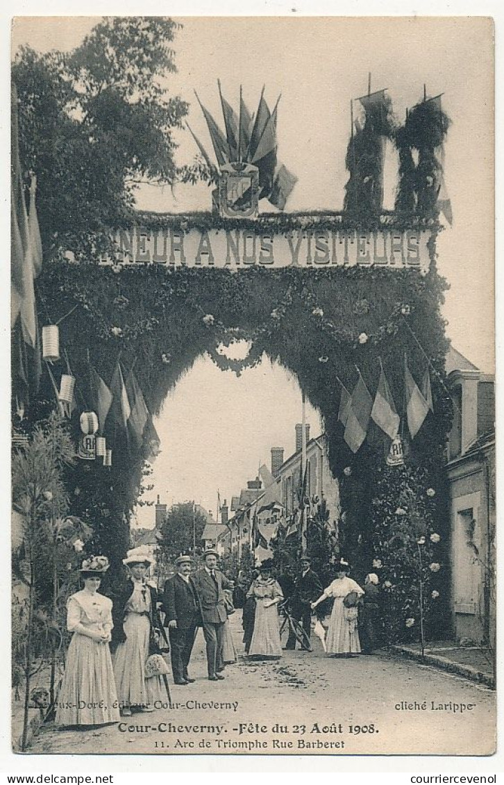 CPA - COUR-CHEVERNY (Loir Et Cher) - Fête Du 23 Août 1908 - Arc De Triomphe Rue Barberet. - Cheverny