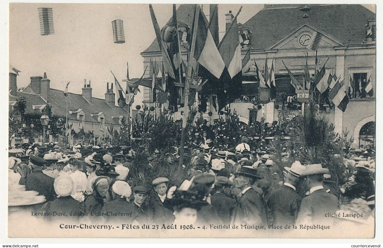 CPA - COUR-CHEVERNY (Loir Et Cher) - Fête Du 23 Août 1908 - Festival De Musique Place De La République - Cheverny