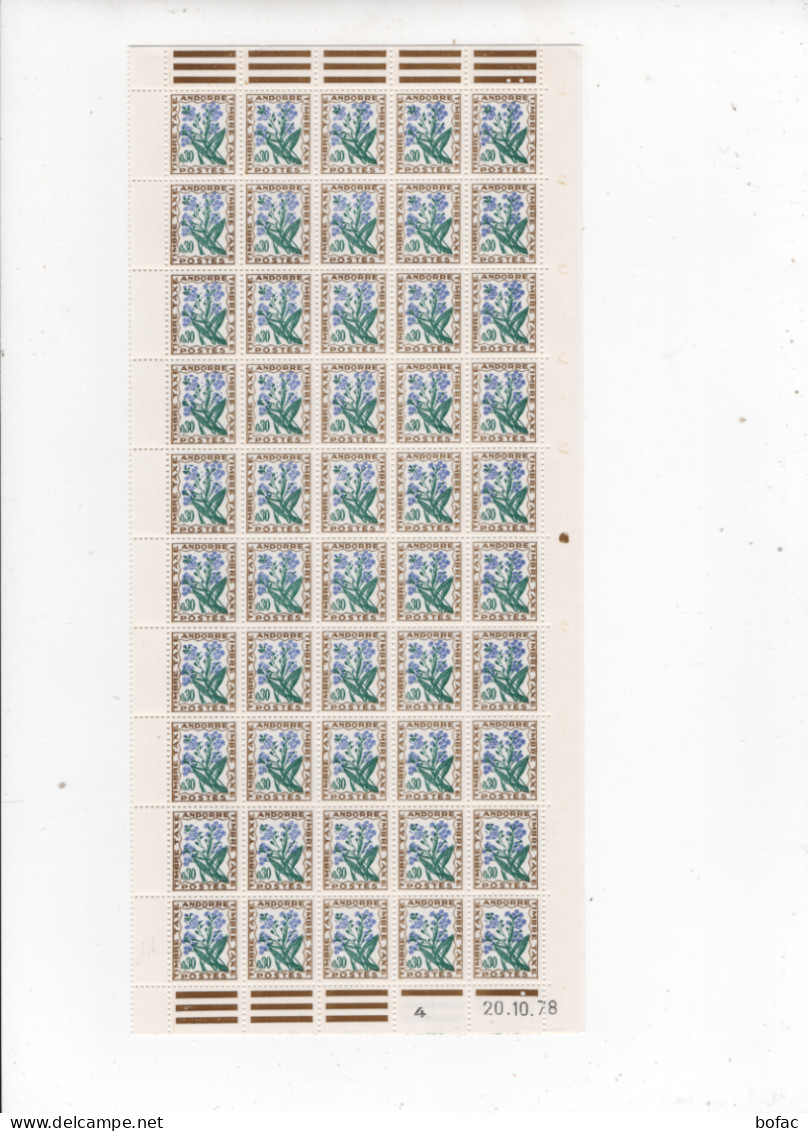 T50 YT **  Feuille 100 Timbres Taxes * Faciales 0.30    Andorre Français 2 Scans   73/37 - Ungebraucht