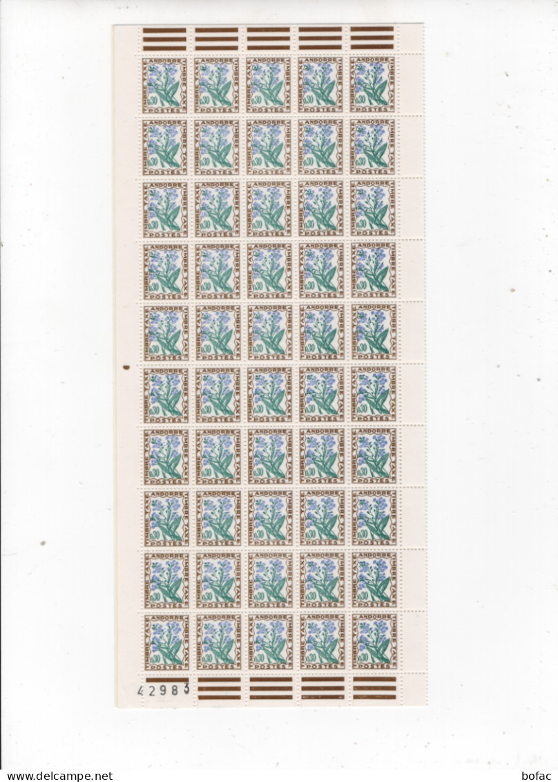 T50 YT **  Feuille 100 Timbres Taxes * Faciales 0.30    Andorre Français 2 Scans   73/37 - Ungebraucht