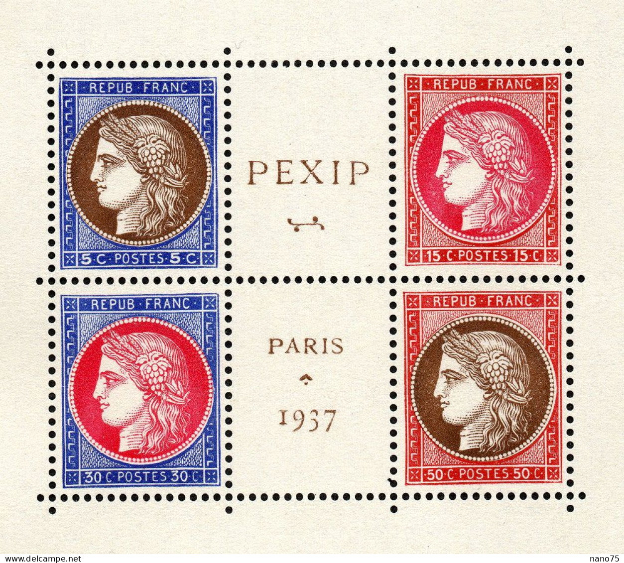 France - Bloc Et Feuillet N° 3 - PEXIP PARIS 1937 - Sans Gomme - Neuf * TB - Nuovi