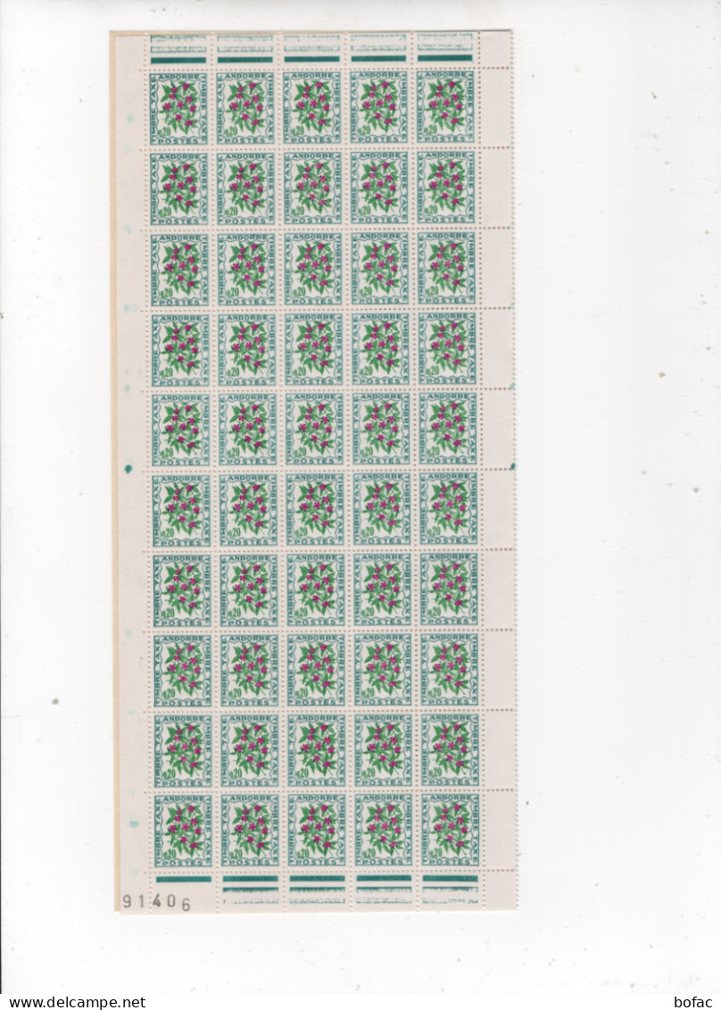 T49 YT **  Feuille 100 Timbres Taxes * Faciales 0.30    Andorre Français 2 Scans   73/37 - Ungebraucht