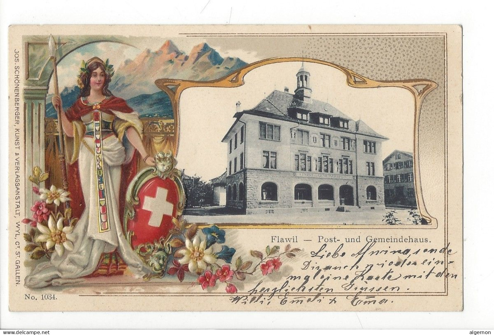 31463 - Flawil Post Und Gemeindehaus 1905 Carte En Relief - Flawil