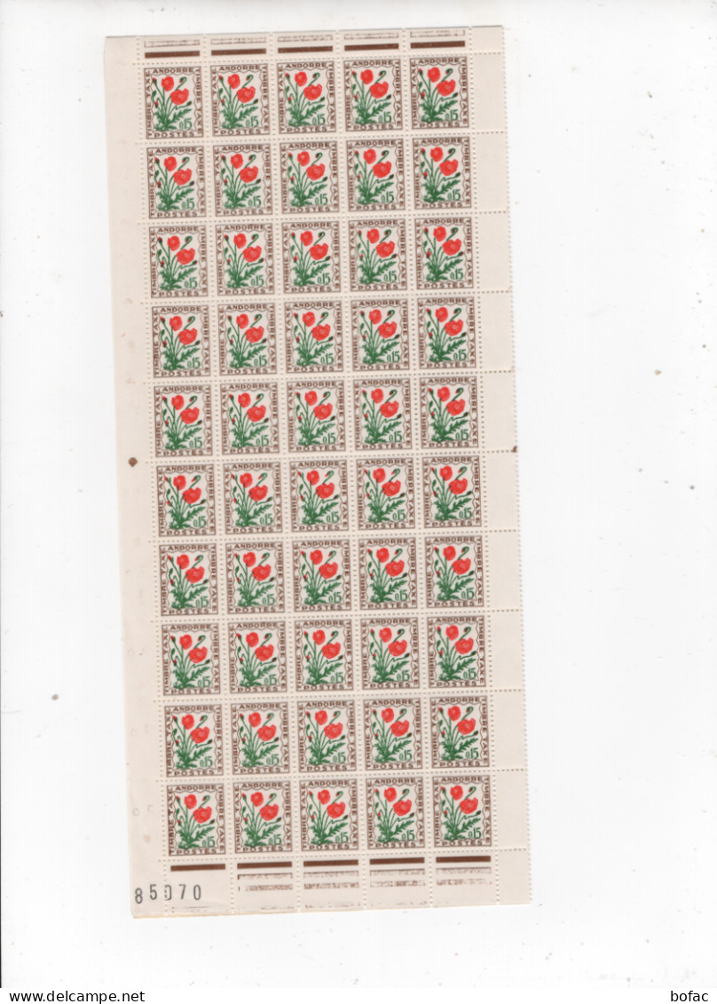 T48 YT **  Feuille 100 Timbres Taxes * Faciales 0.15    Andorre Français 2 Scans   73/36 - Ongebruikt