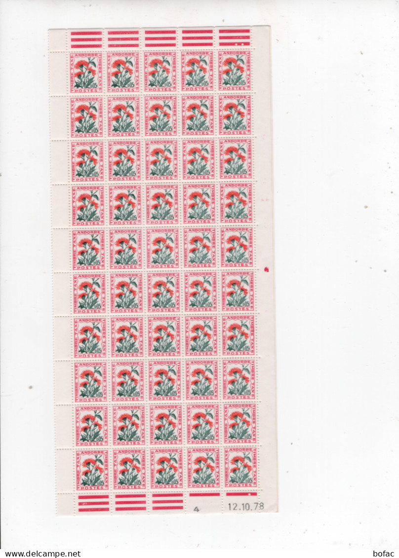 T46 YT **  Feuille 100 Timbres Taxes * Faciales 0.05    Andorre Français 2 Scans    73/36 - Ungebraucht