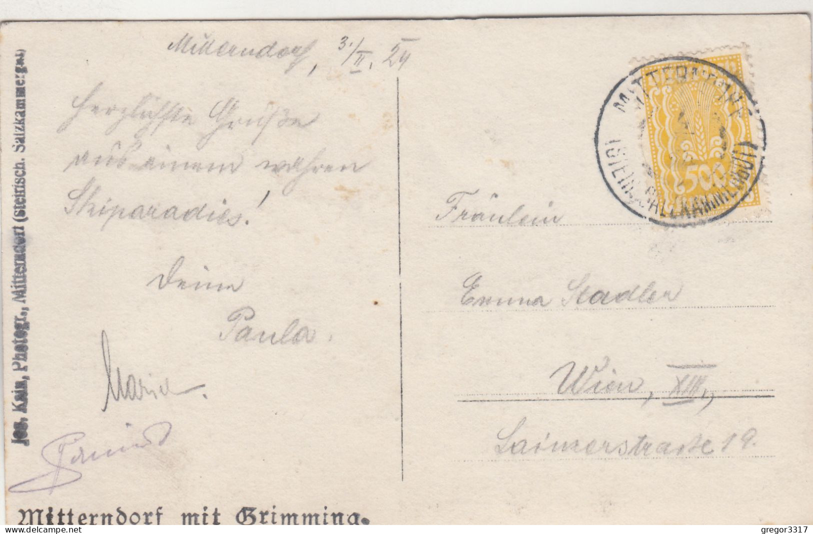 D6294) MITTERNDORF Mit Grimming - Alte FOTO AK - Tief Verschneit 1924 - Bad Mitterndorf