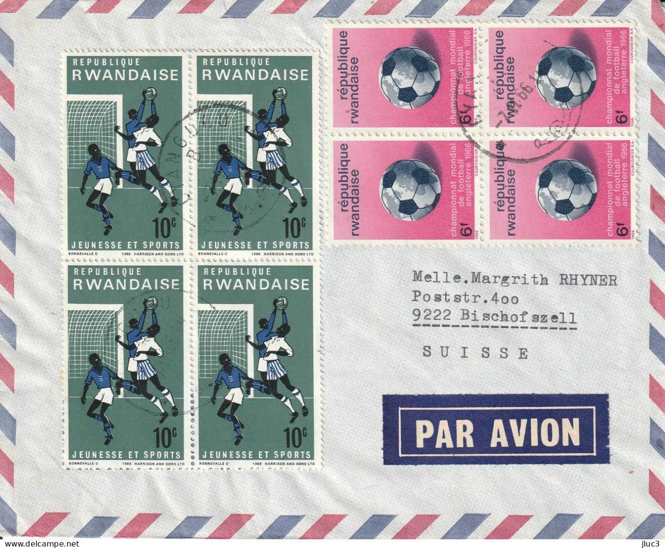 XFoot06 - RWANDA  1966  --  L' Extraordinaire  ENVELOPPE  --  SPORT  :  Football  :  Coupe Du Monde  :  ENGLAND  1966 - 1962-1969