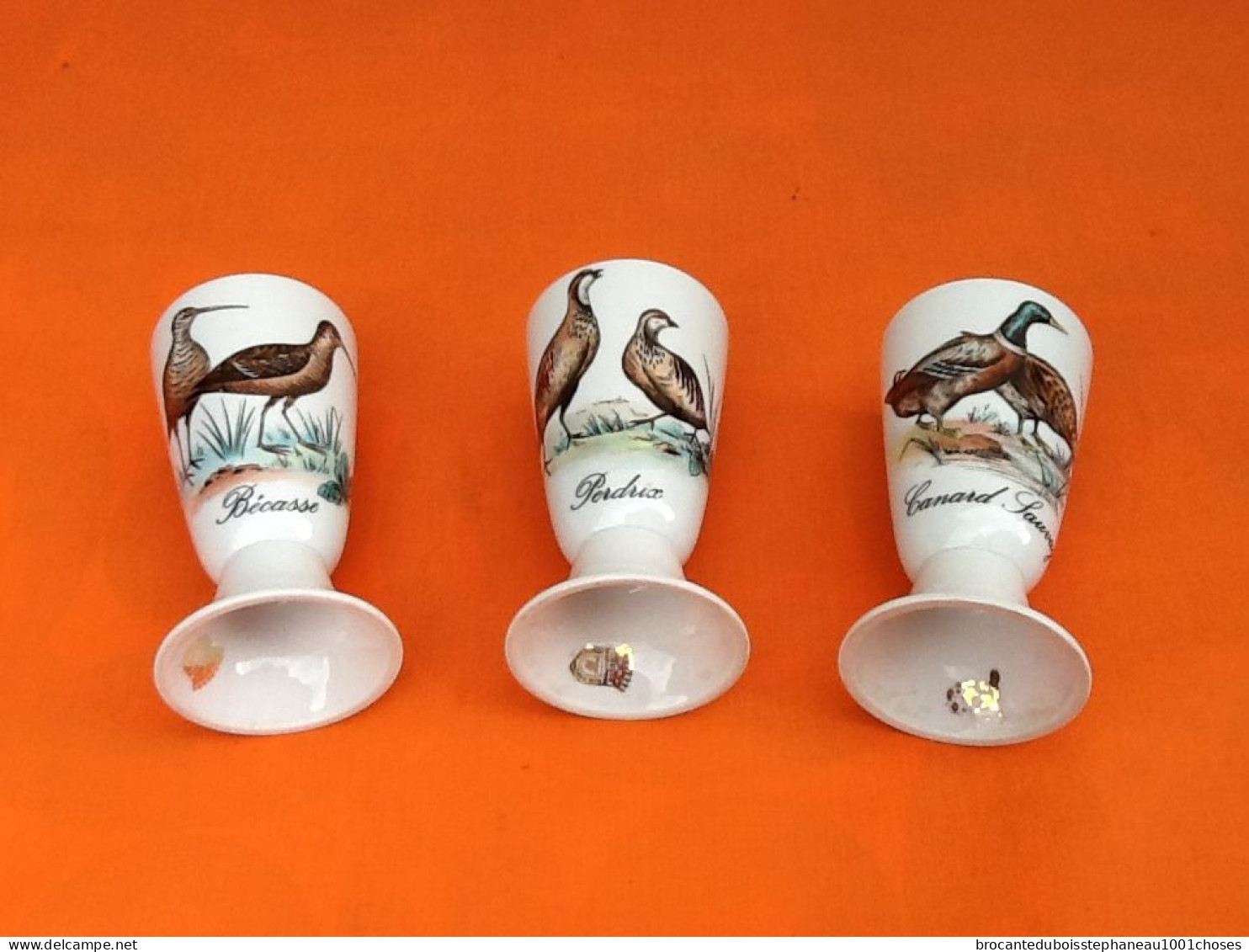 3 Mazagrans  Décor Bécasse / Perdrix / Canard Sauvage  Porcelaine De Limoges - Limoges (FRA)