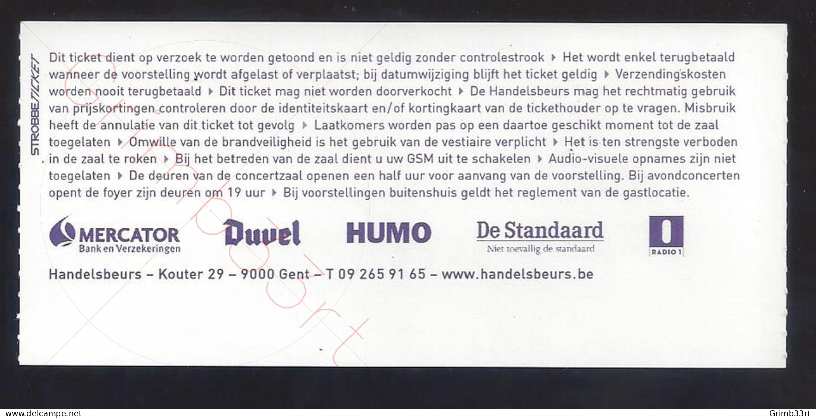 50 Foot Combo - 6 Mei 2004 - Handelsbeurs (BE) - Concert Ticket - Tickets De Concerts