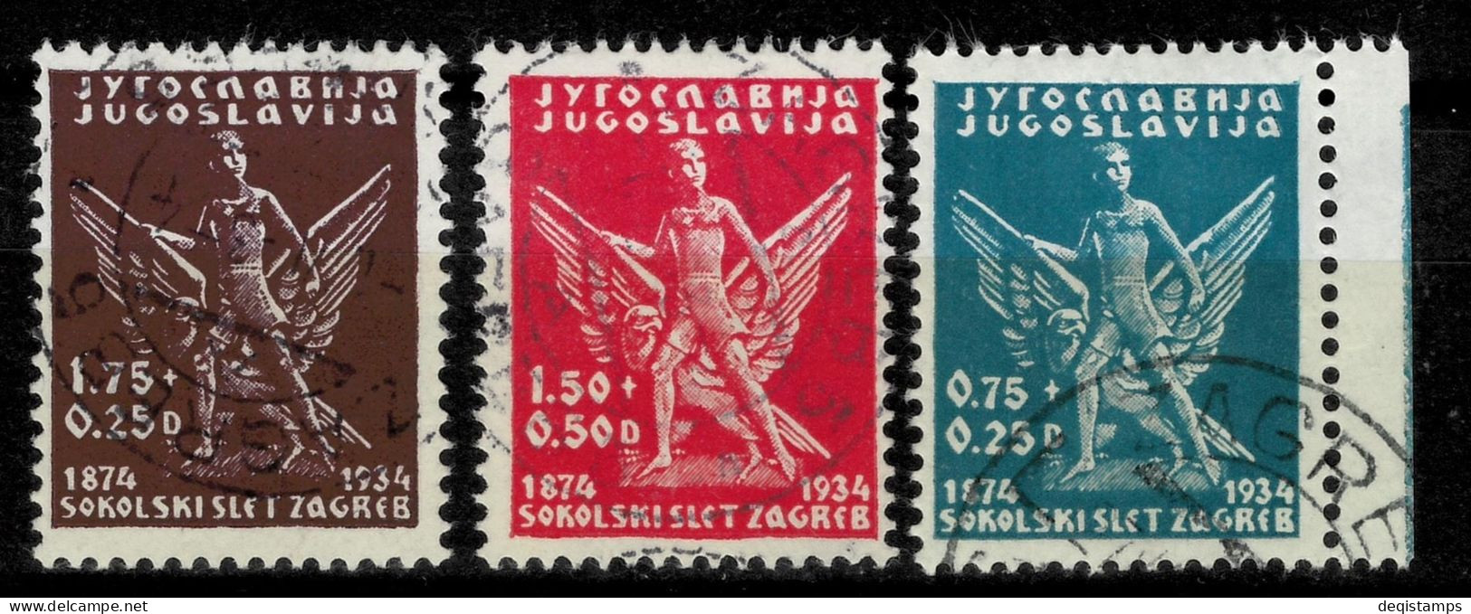 Yugoslavia Kingdom 1934  Sokol Cpl Set / Mi.# 275/277  Used - Oblitérés