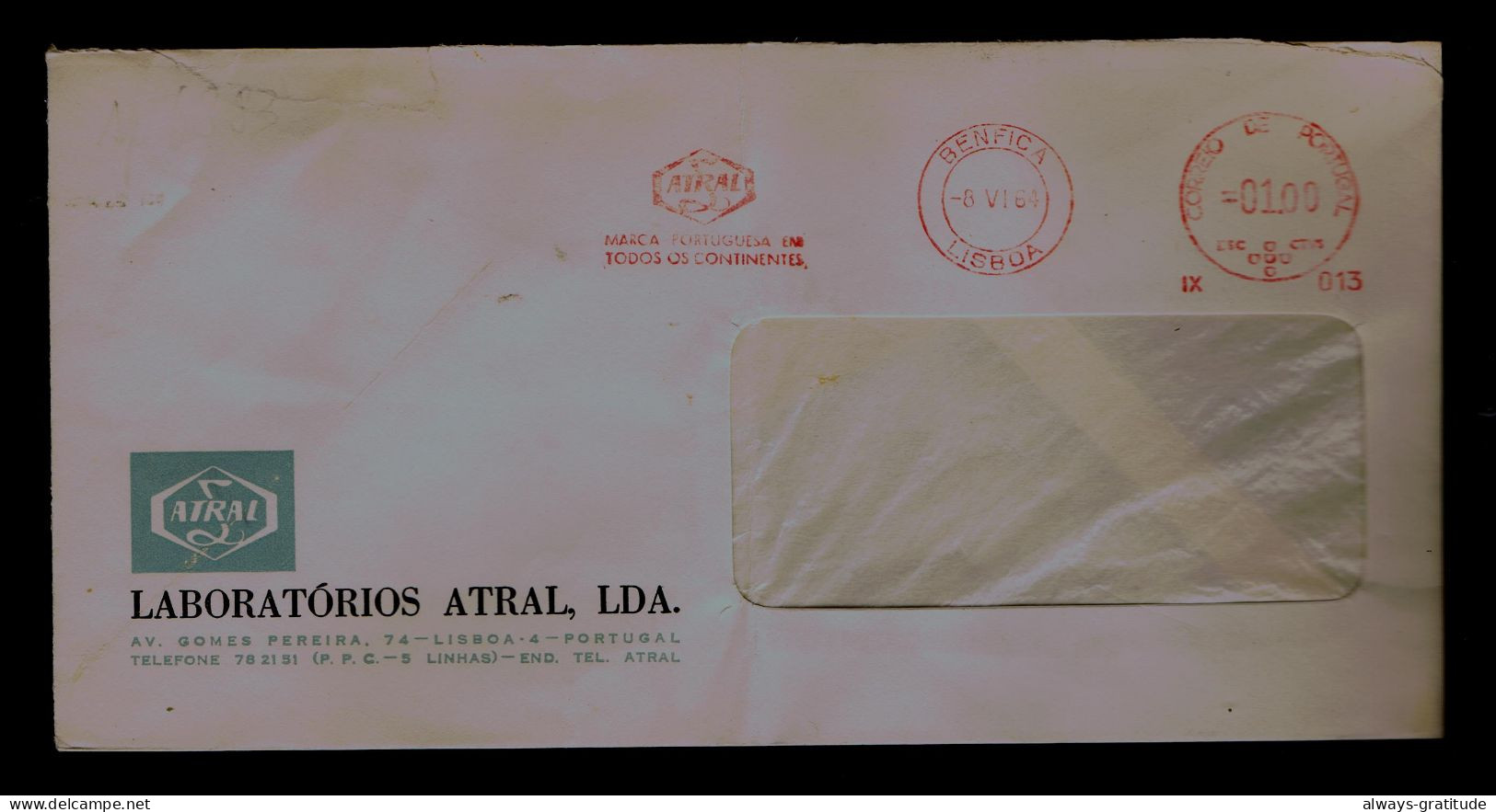 Sp10060 PORTUGAL EMA -ATRAL Laboratory- Portuguese Mark In All Countries Benfica 1964 SCARCE Santé Pharmacie Pharmacy - Pharmacy