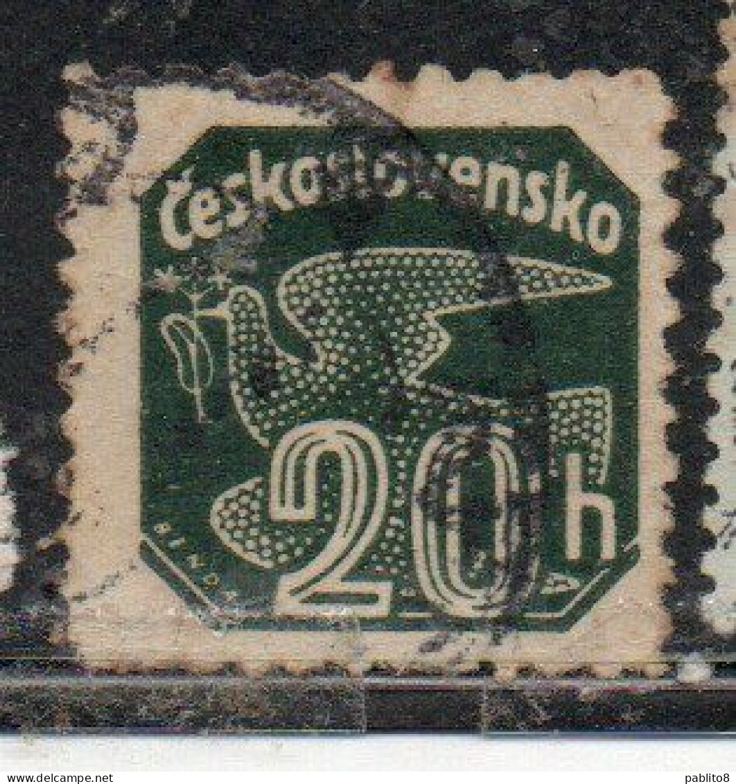CZECH CECA CZECHOSLOVAKIA CESKA CECOSLOVACCHIA 1937 PERFORATED NEWSPAPER STAMP CARRIER PIGEON 20h USED USATO OBLITERE' - Timbres Pour Journaux