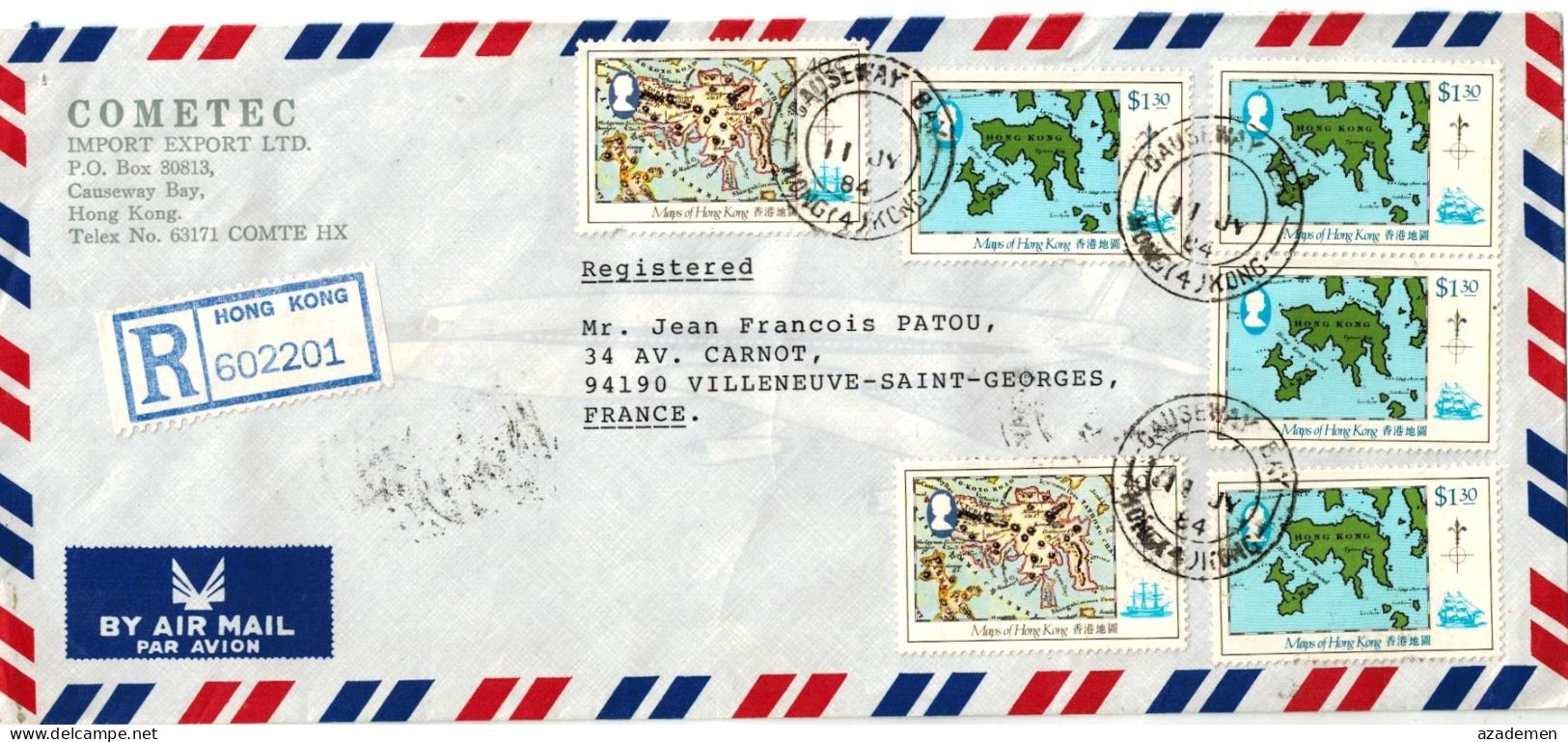 HONG KONG  Lettre Pour La France 1984. - Covers & Documents