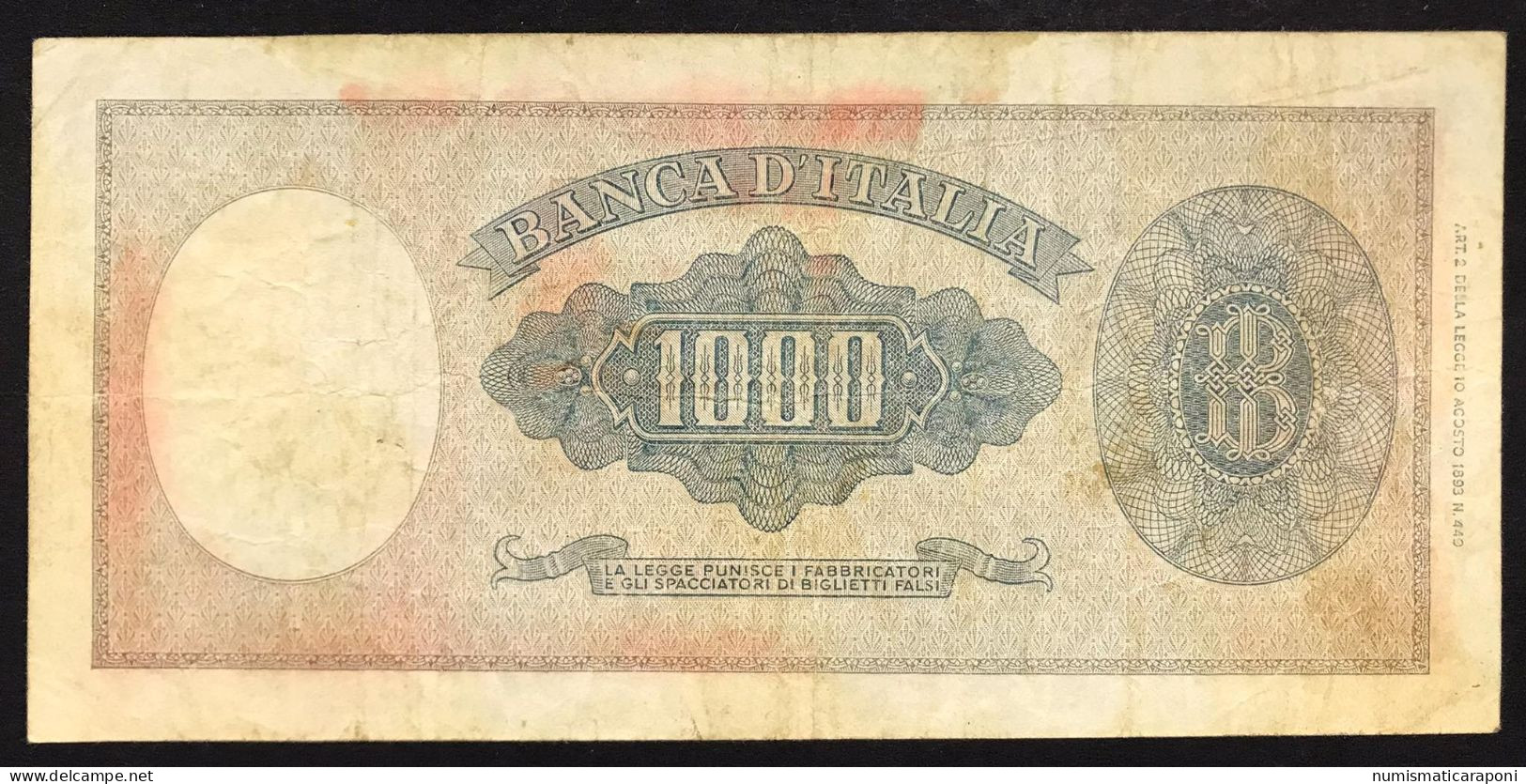 1000 LIRE ITALIA 20 03 1947 TESTINA Naturale MB/BB  RARA LOTTO 4803 - 1000 Lire