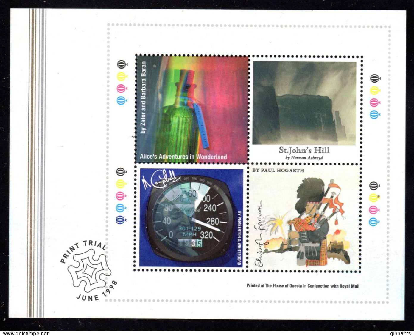 GREAT BRITAIN - 1998 QUESTA PRINT TRIAL SOUVENIR FINE MNH ** SG UNLISTED - Prove & Ristampe