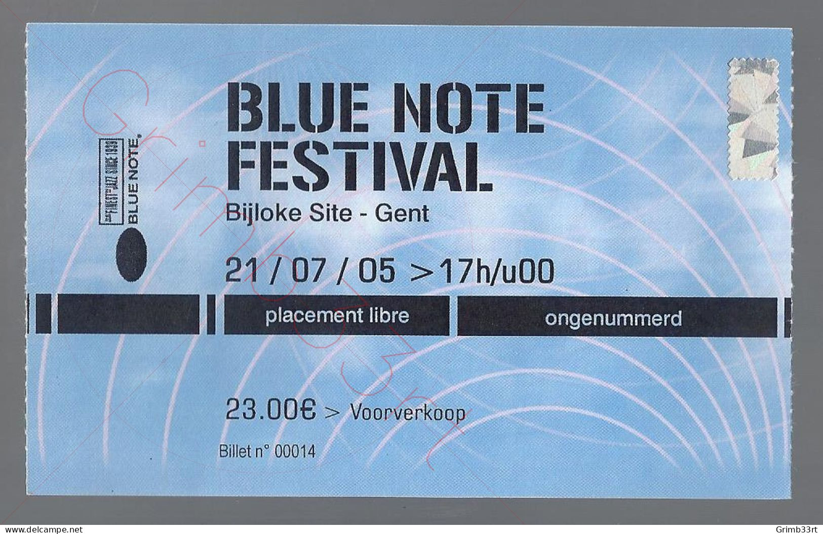 Blue Note Festival - 21 Juli 2005 - Bijloke Site Gent (BE) - Concert Ticket - Concerttickets