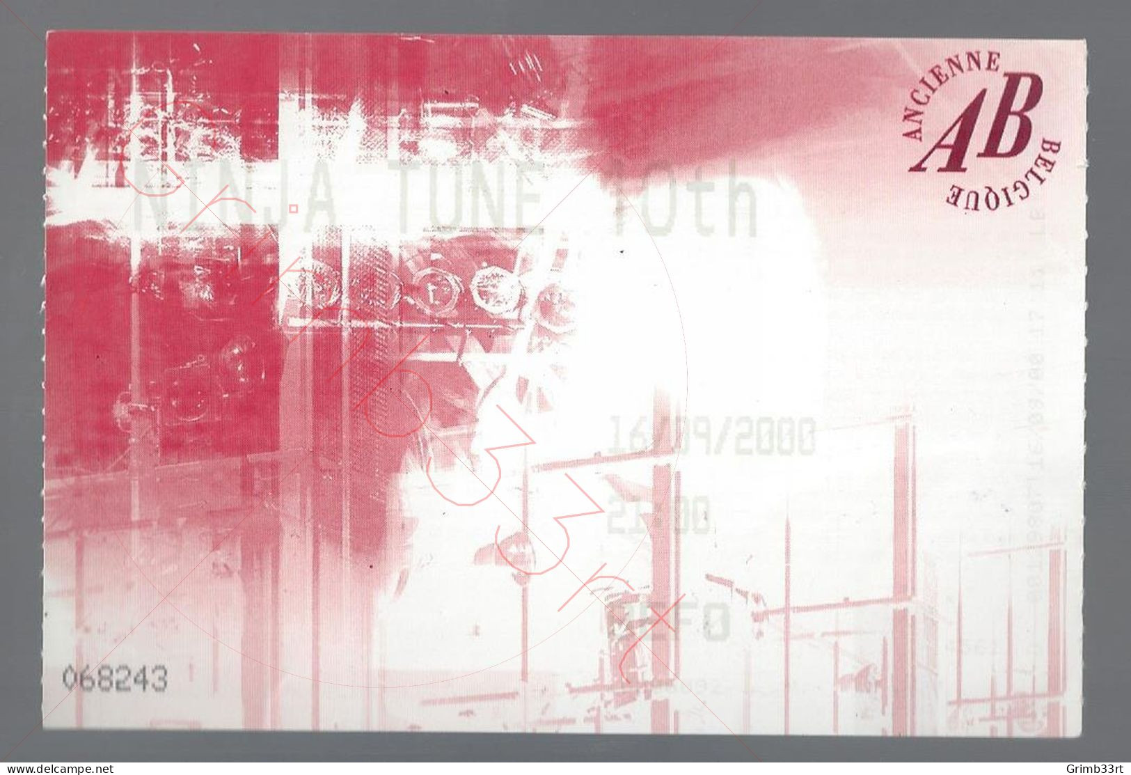 Ninja Tune 10th - 16 September 2000 - Ancienne Belgique (BE) - Concert Ticket - Konzertkarten